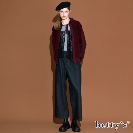 betty’s貝蒂思　腰部裙鉤設計牛仔寬褲(共二色)