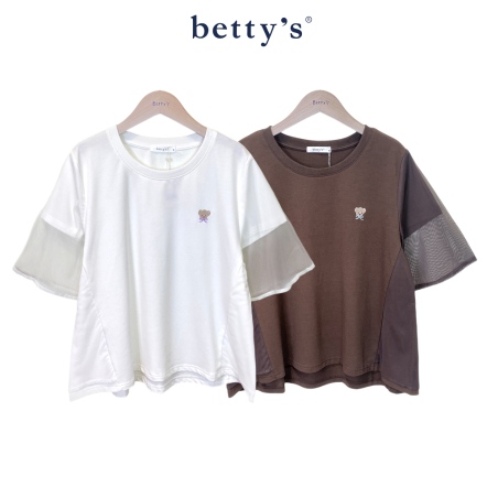 betty’s貝蒂思　可愛小熊素網配色上衣(t共二色)