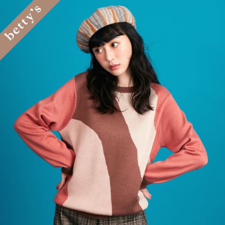 betty’s貝蒂思　三色不規則織紋圓領毛衣(共二色)