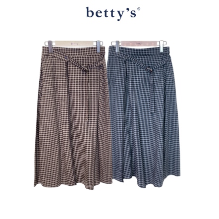 betty’s貝蒂思　細格腰帶設計A字裙(共二色)				