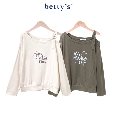 betty’s貝蒂思　露肩字母印花斜肩T-shirt(共二色)				