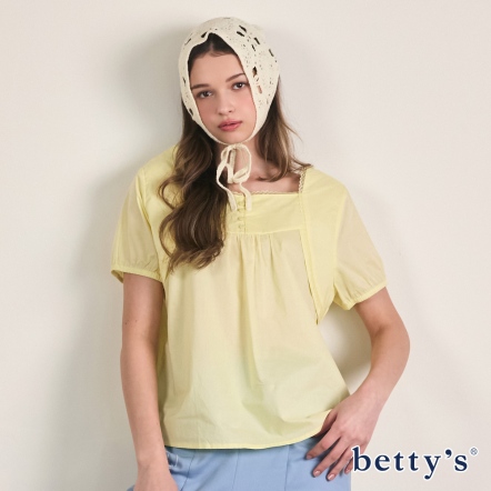 betty’s貝蒂思　甜美方領短袖滾蕾絲上衣(共二色)
