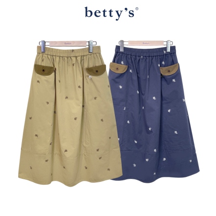 betty’s貝蒂思　印花布撞色口袋典雅長裙(共二色)