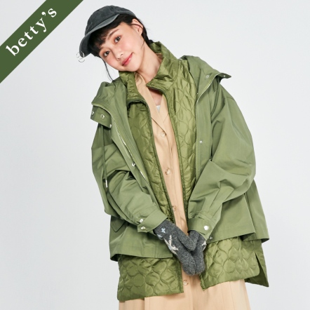 betty’s貝蒂思 兩件式鋪棉背心抽繩高領連帽外套(共二色)