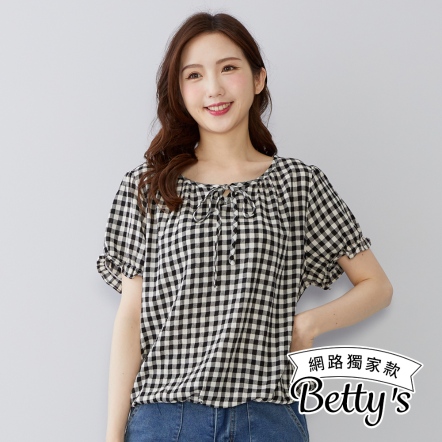 betty’s貝蒂思　經典格紋氣質上衣(黑色)