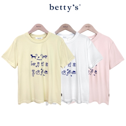 betty’s貝蒂思　可愛小貓咪圓領短袖T-shirt (共三色)				