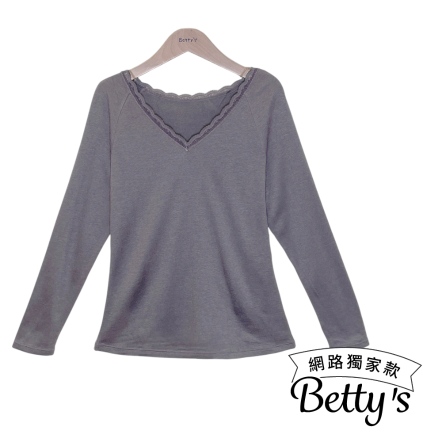 betty’s貝蒂思　驅寒保暖V領蕾絲無痕衣(灰色)