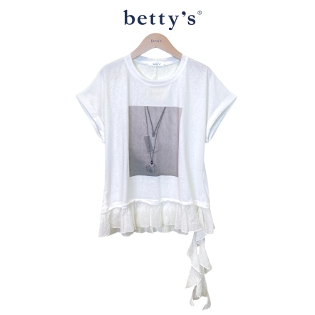 betty’s貝蒂思   下擺雪紡波浪飄逸T-shirt(共二色)