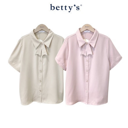 betty’s貝蒂思　可愛領結珍珠釦短袖開襟襯衫(共二色)