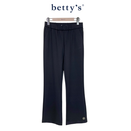 betty’s貝蒂思　褲管微開岔鬆緊帶小喇叭褲(黑)				