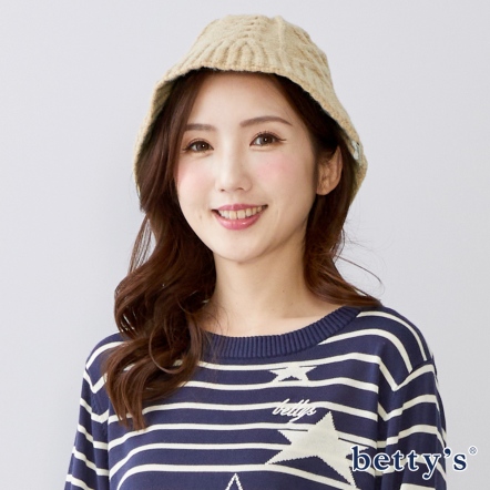 betty’s貝蒂思　麻花紋漁夫毛線帽(卡其)				