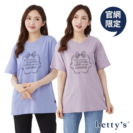 betty’s貝蒂思　竹節棉蝴蝶結文字印花短袖T-shirt(共三色)
