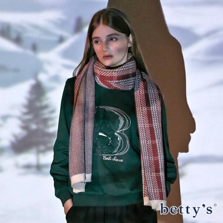 betty’s貝蒂思　圓領內刷毛蕾絲B文字厚T-shirt(共二色)				