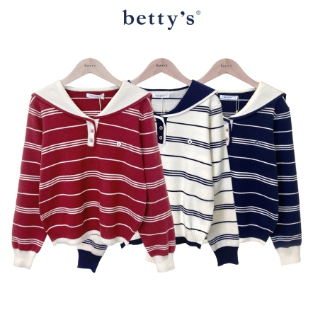betty’s貝蒂思　日系海軍領條紋長袖針織衫(共三色)
