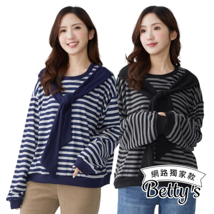 betty’s貝蒂思　毛絨海軍風條紋寬版上衣(共二色)
