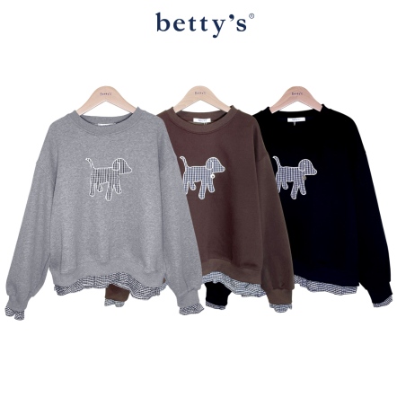 betty’s貝蒂思　圓領格紋狗厚T-shirt(共三色)				