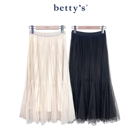 betty’s貝蒂思　網布內壓飄逸百褶長裙(共二色)