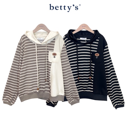 betty’s貝蒂思　率性連帽橫條拼接T-shirt(共二色)