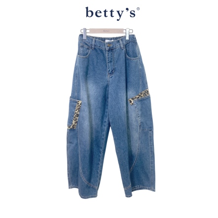 betty’s貝蒂思　豹紋口袋裝飾牛仔丹寧褲(藍)				