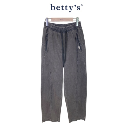 betty’s貝蒂思　率性寬鬆丹寧彎刀褲(黑色)				