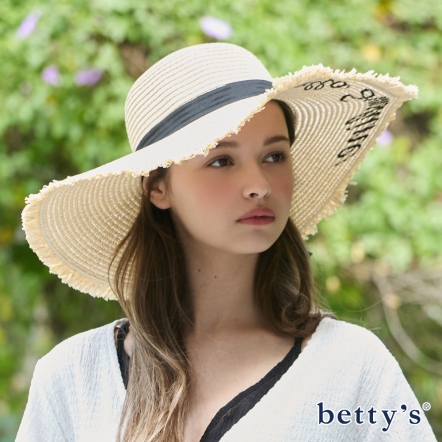 betty’s貝蒂思　優雅不收邊寬帽簷草帽(淺卡其)
