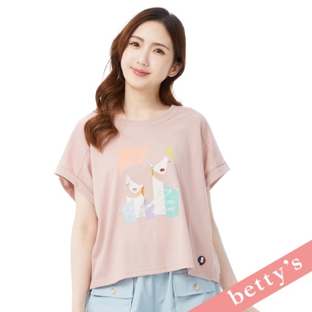 betty’s貝蒂思　珍珠耳環印花女郎寬版落肩T-shirt(共二色)