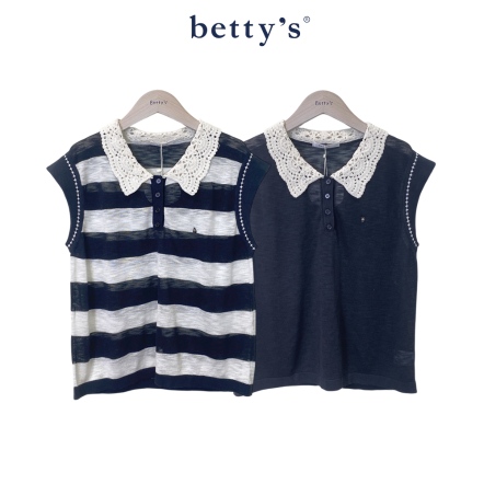 betty’s貝蒂思　蕾絲領寬條針織上衣(共二色)