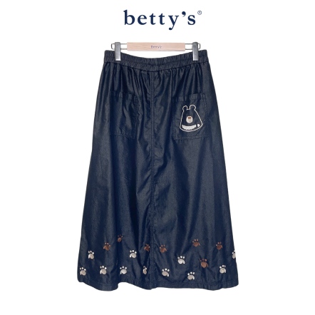 betty’s貝蒂思　熊掌刺繡牛仔長裙(黑)