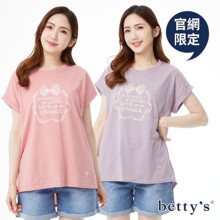 betty’s貝蒂思　蝴蝶結字母印花落肩T-shirt(共五色)