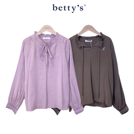betty’s貝蒂思　典雅荷葉領綁帶上衣(共二色)				