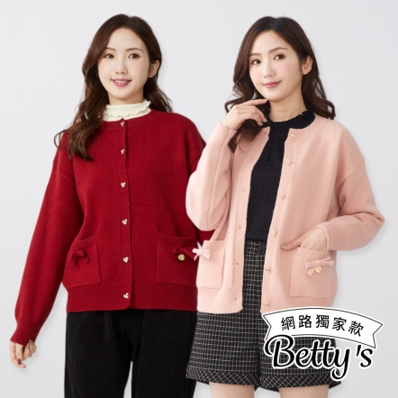 betty’s貝蒂思　圓領開襟口袋蝴蝶結外套(共四色)
