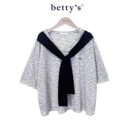 betty’s貝蒂思　細條透感領綁結T-shirt(共二色)