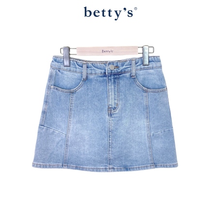 betty’s貝蒂思　簡約裁接丹寧牛仔短裙(藍)