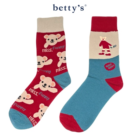 betty’s貝蒂思　可愛熊撞色單雙襪(一雙)				