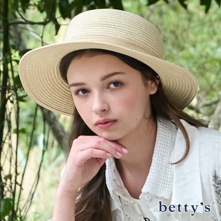 betty’s貝蒂思　典雅平頂緞帶草帽(共二色)