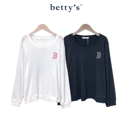betty’s貝蒂思　左胸鑲鑽.珍珠B長袖T(共二色)