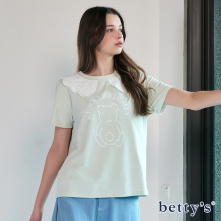 betty’s貝蒂思　甜美蕾絲緹花熊熊印花上衣(共二色)