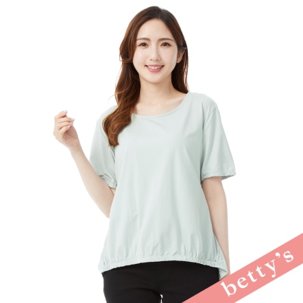 betty’s貝蒂思　下擺鬆緊抽皺條紋造型綁帶T-shirt(共二色)