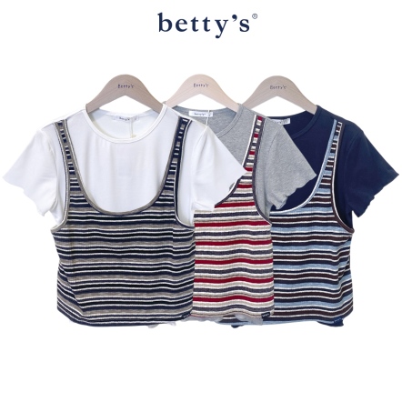 betty’s貝蒂思　假兩件條紋背心上衣(共三色)