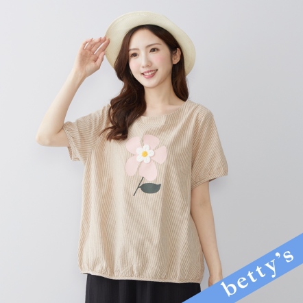 betty’s貝蒂思　細直紋圓領可愛印花上衣(共二色)				