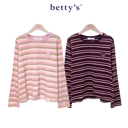 betty’s貝蒂思　左胸小熊圖案條紋上衣(共二色)