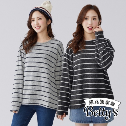 betty’s貝蒂思　絨毛感橫條紋保暖T-shirt(共二色)