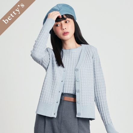 betty’s貝蒂思　格子壓紋針織開襟上衣(共二色)