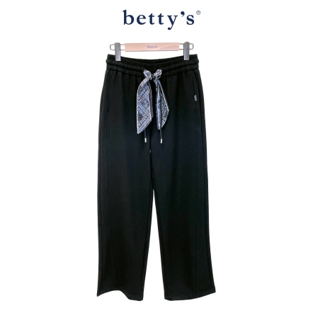 betty’s貝蒂思　雙車線抽繩絲巾長褲(黑)				