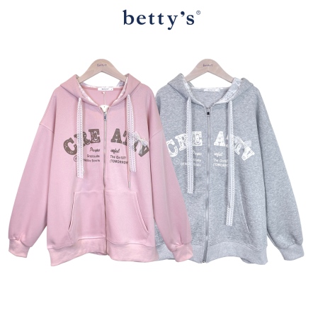 betty’s貝蒂思　連帽抽繩蕾絲印字大口袋外套(共二色)