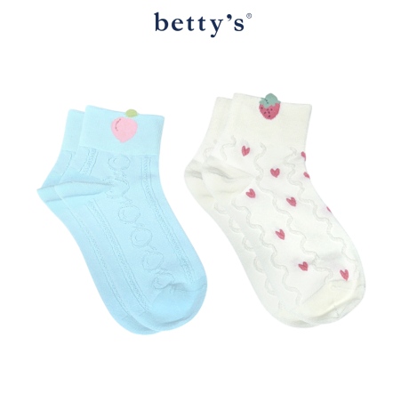 betty’s貝蒂思　草莓愛心與蜜桃襪(兩雙)
