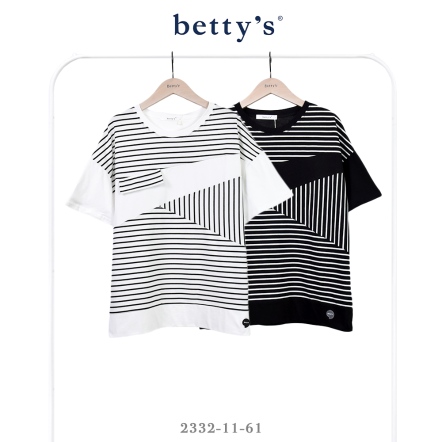 betty’s貝蒂思　透氣圓領條紋拼接短袖T-shirt(共二色)