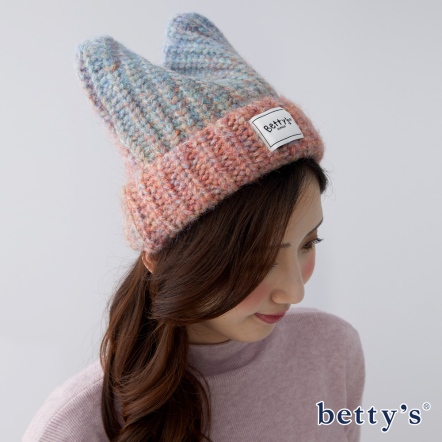 betty’s貝蒂思　造型撞色貓耳毛線帽(桔色)