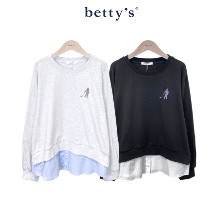 betty’s貝蒂思　圓領遛狗刺繡假兩件上衣(共二色)