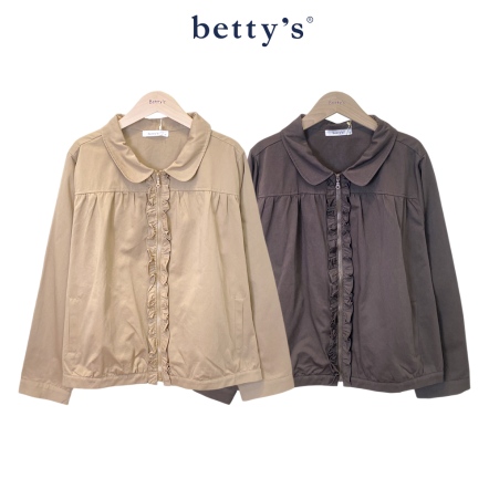 betty’s貝蒂思　        圓領門襟滾荷葉邊拉鍊外套(共二色)